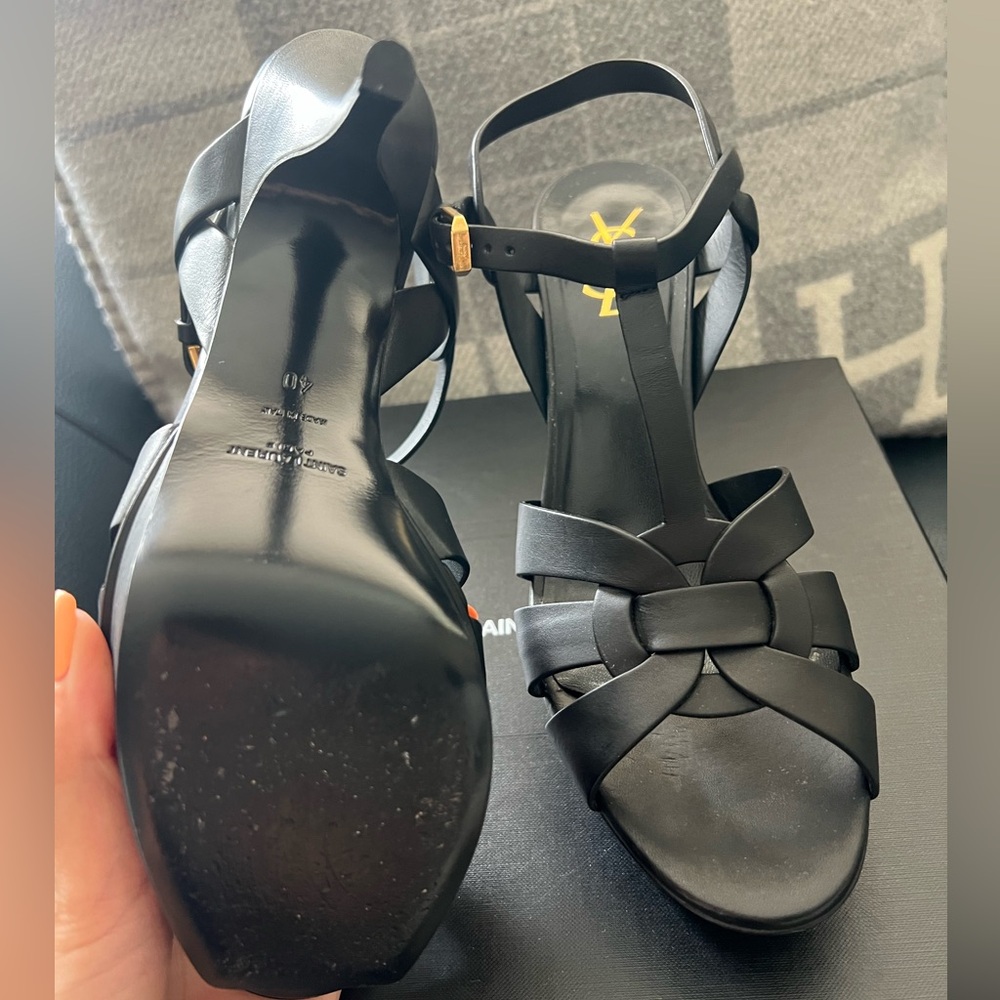 Saint Laurent Tribute leather platform sandal - Picture 3 of 4